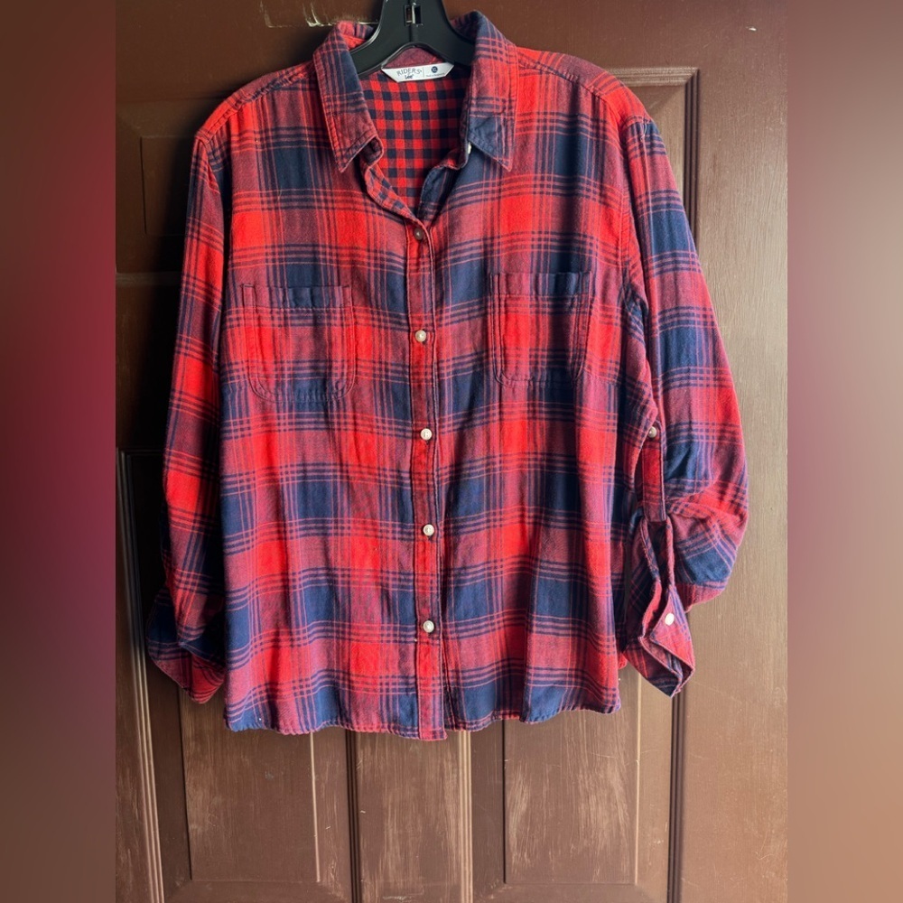 Riders by Lee Red & Blue Plaid Blouse Size XL